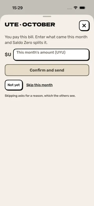 Screenshot: This month's bill. Confirming the amount of this month's bill.